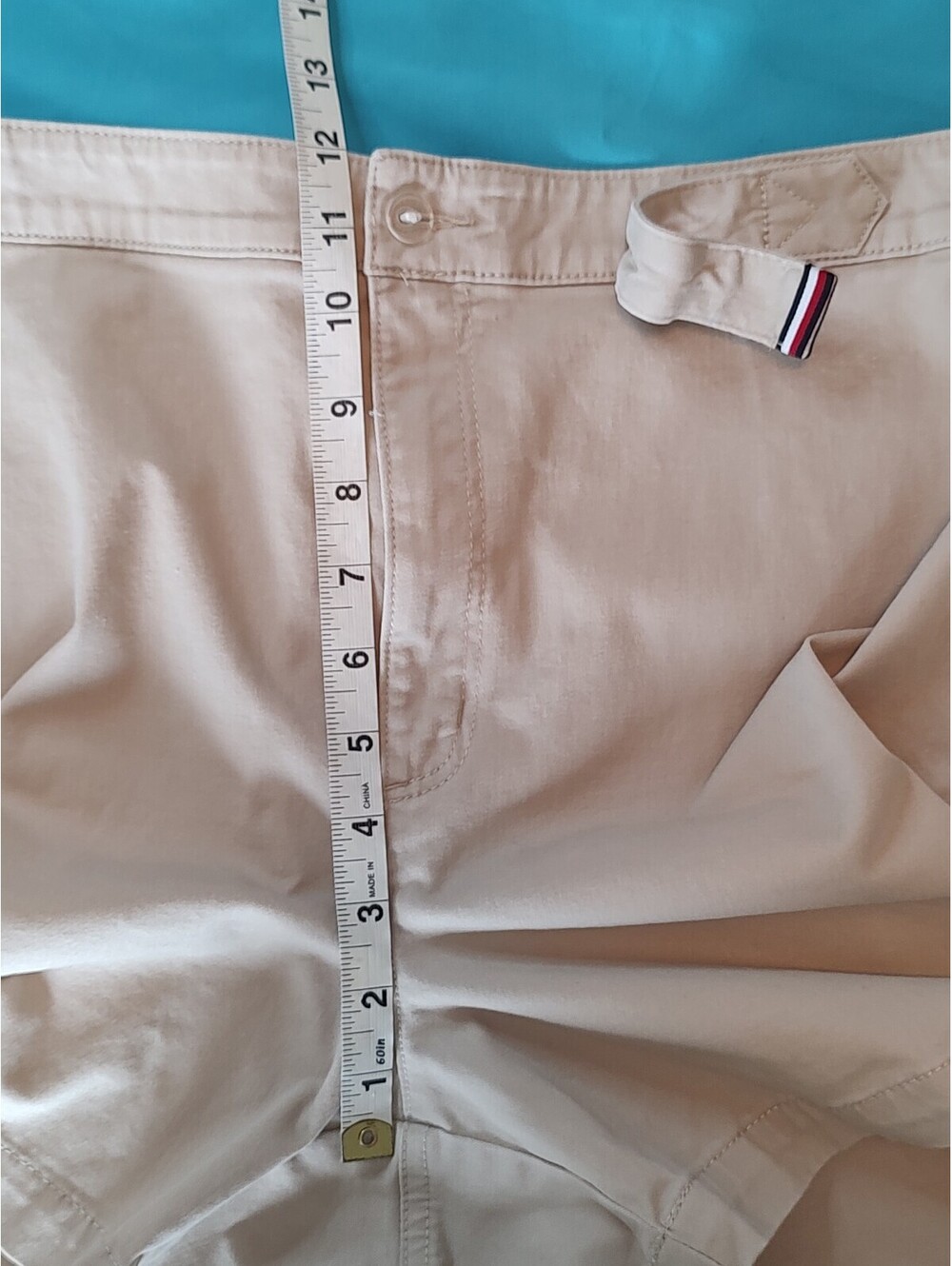 Tommy Hilfiger Hollywood Solid Chino Skort red D-ring buckle closure waistband. - Picture 4 of 8